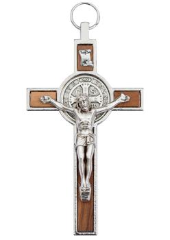 Benedictine cross with wooden inlay 7.5 cm