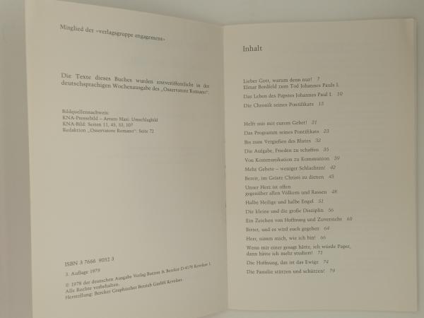 Johannes Paul I. Die Ansprachen seines Pontifikates