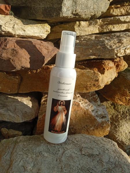 Weihwasserflasche "Barmherziger Jesus" mit exorziertem Weihwasser ** (Deutsche Aufschrift)
